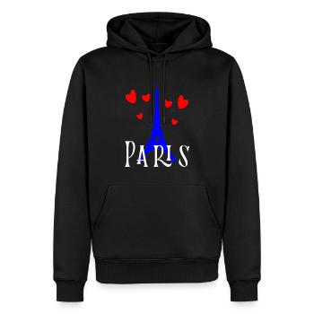 Paris,Tour Eiffel,France - Sweat à capuche Premium bio Homme - noir - Devant - Nico (187cm)