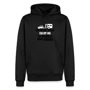 Une vie sans idée cadeau cadeau CAMPING - Sweat à capuche Premium bio Homme - noir - Devant - Nico (187cm)