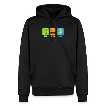 Ente Duck Eat Sleep Geschenk - Männer Premium Bio Hoodie - Schwarz - Vorne - Nico (187cm)