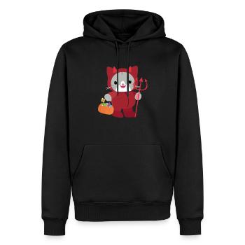 Chat d’Halloween Diable Rouge. Kawai - Sweat à capuche Premium bio Homme - noir - Devant - Nico (187cm)