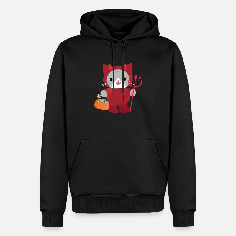 Chat d’Halloween Diable Rouge. Kawai - Sweat à capuche Premium bio Homme - noir