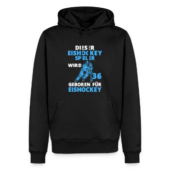 Eishockeyspieler 36 Jahre 36 Geburtstag Spruch - Männer Premium Bio Hoodie - Schwarz - Vorne - Nico (187cm)