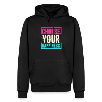 Wähle Glück - Männer Premium Bio Hoodie - Schwarz - Vorne - Nico (187cm)