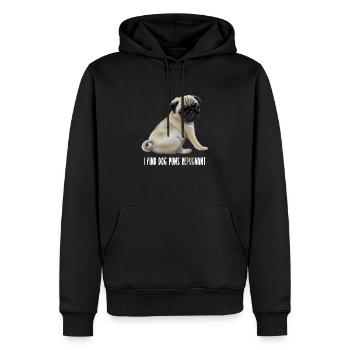 Je trouve chien jeu de mots répugnant t-shirt avec chiot carlin - Sweat à capuche Premium bio Homme - noir - Devant - Nico (187cm)
