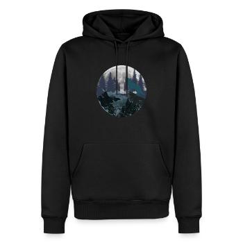 Berg Wolf Mond - Männer Premium Bio Hoodie - Schwarz - Vorne - Nico (187cm)