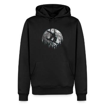 Snowboarder Moon Mountains - Men’s Premium Organic Hoodie - black - Front - Nico (187cm)