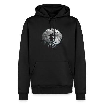 Skifahrer Mond Berge - Männer Premium Bio Hoodie - Schwarz - Vorne - Nico (187cm)