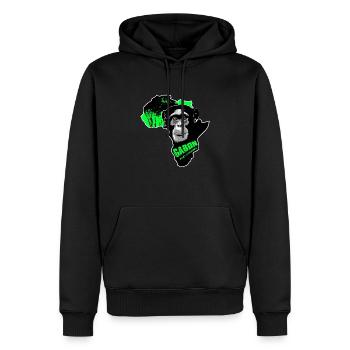 Gabon - Chimpanzé - Sweat à capuche Premium bio Homme - noir - Devant - Nico (187cm)