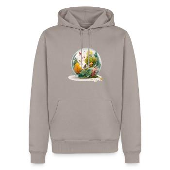 Der Miniaturbohrer - Männer Premium Bio Hoodie - Taupe - Vorne - Nico (187cm)