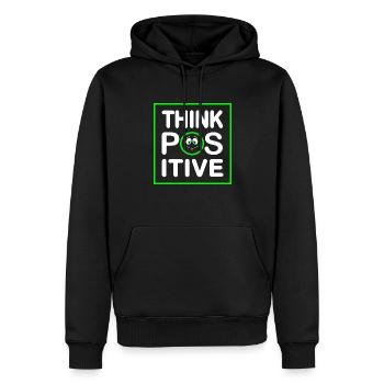 Think Positive - Männer Premium Bio Hoodie - Schwarz - Vorne - Nico (187cm)