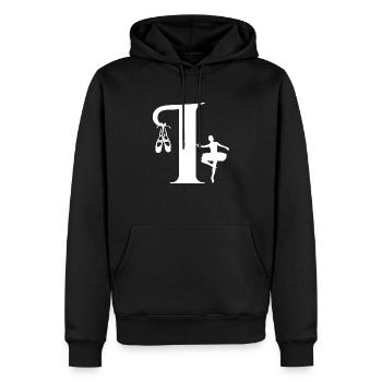 Lettre i ballerine - Sweat à capuche Premium bio Homme - noir - Devant - Nico (187cm)