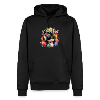 Poulain mignon avec casque cadeau sport équestre - Sweat à capuche Premium bio Homme - noir - Devant - Nico (187cm)