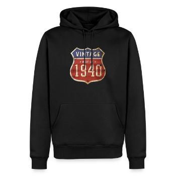 84 ans Millésime 1940 Edition limitée 84ème - Sweat à capuche Premium bio Homme - noir - Devant - Nico (187cm)