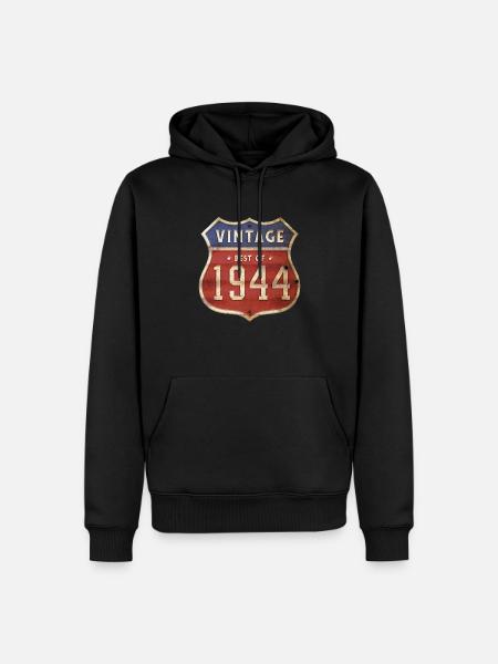 80 años Vintage 1944 Edición Limitada 80 - Herre Premium økologisk hoodie - sort