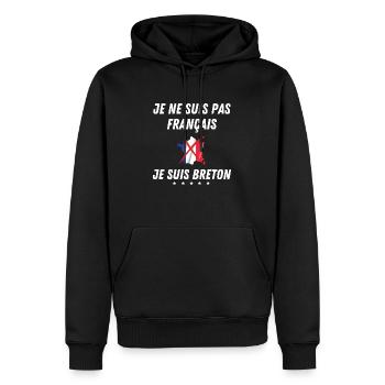 Je ne suis pas français je suis breton - Sweat à capuche Premium bio Homme - noir - Devant - Nico (187cm)