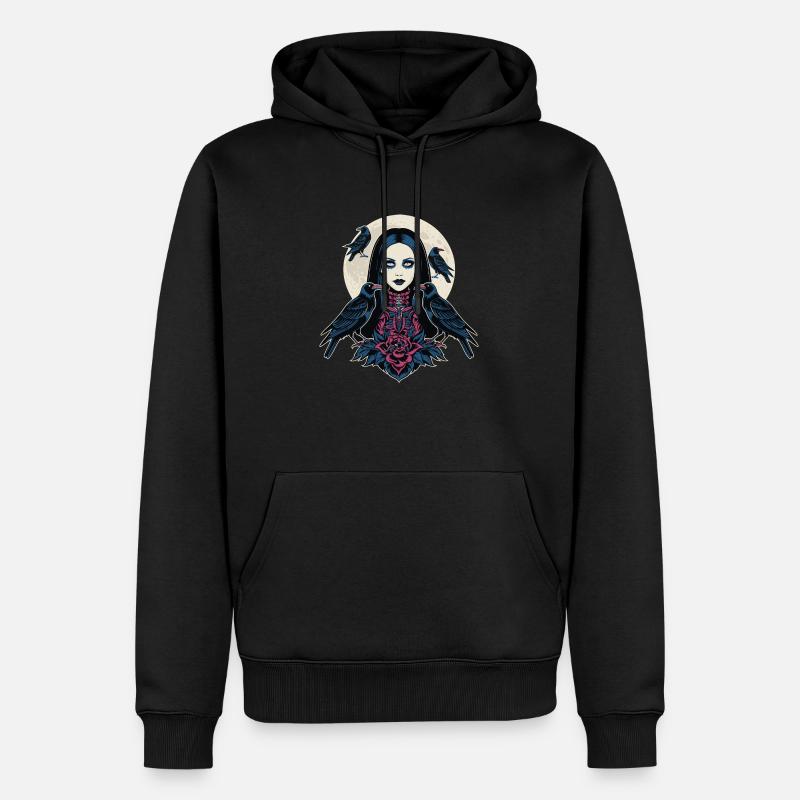 Gothic Mädchen Illustrationsdesign - Männer Premium Bio Hoodie - Schwarz