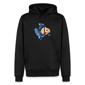 Fancy Blue Yellow Schleierschwanz Goldfisch - Männer Premium Bio Hoodie - Schwarz - Vorne - Nico (187cm)