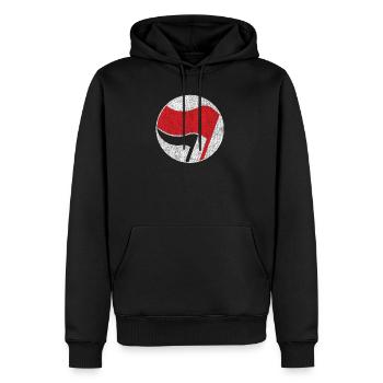 antifascist - Men’s Premium Organic Hoodie - black - Front - Nico (187cm)