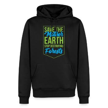Rettet das Mutter-Erde-Geschenk zum Klimawandel - Männer Premium Bio Hoodie - Schwarz - Vorne - Nico (187cm)