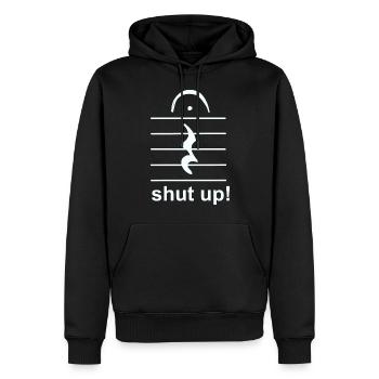 silent music break - Men’s Premium Organic Hoodie - black - Front - Nico (187cm)