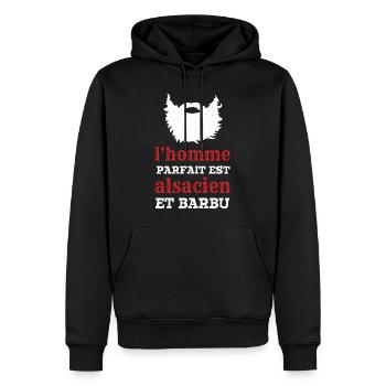 Homme Parfait Est Alsacien Barbu Alsace Père - Männer Premium Bio Hoodie - Schwarz - Vorne - Nico (187cm)