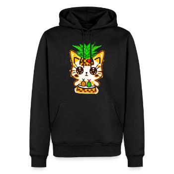 Ananas Katze - Männer Premium Bio Hoodie - Schwarz - Vorne - Nico (187cm)