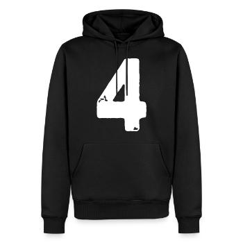 Maillot 4 numéros - Sweat à capuche Premium bio Homme - noir - Devant - Nico (187cm)