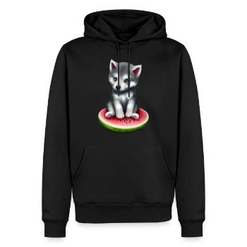 Loup de pastèque - Sweat à capuche Premium bio Homme - noir - Devant - Nico (187cm)