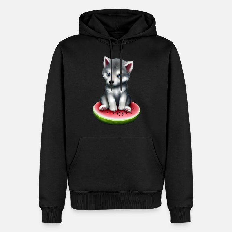 Wassermelone Wolf - Männer Premium Bio Hoodie - Schwarz