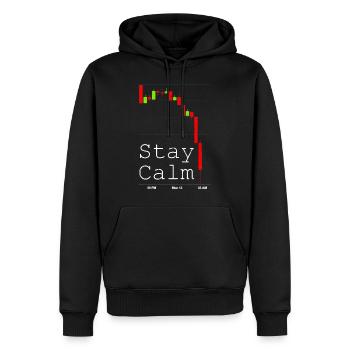 Trading de crypto-monnaie Dip Forex Trader Restez calme - Sweat à capuche Premium bio Homme - noir - Devant - Nico (187cm)