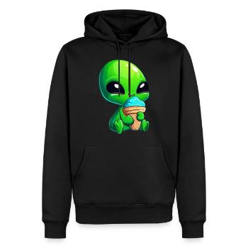 Alien Green Alien Ice Crème glacée molle Crème glacée bleue - Sweat à capuche Premium bio Homme - noir - Devant - Nico (187cm)