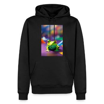 Grüner Origami-Frosch - Männer Premium Bio Hoodie - Schwarz - Vorne - Nico (187cm)