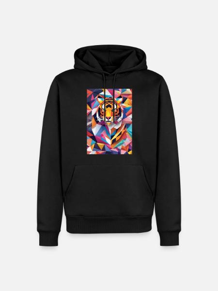 Königliche Streifen: Origami-Tiger - Männer Premium Bio Hoodie - Schwarz