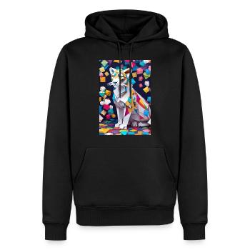 L’élégance arctique : la grâce d’un léopard des neiges - Sweat à capuche Premium bio Homme - noir - Devant - Nico (187cm)
