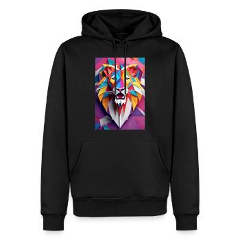 Sunset Monarch: Majestät des geschnitzten Löwen - Männer Premium Bio Hoodie - Schwarz - Vorne - Nico (187cm)