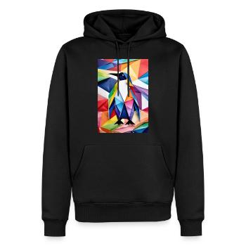 Regenbogen-Origami-Pinguin - Männer Premium Bio Hoodie - Schwarz - Vorne - Nico (187cm)