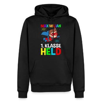 Schoolchild Maximilian 1st Grade Hero - Men’s Premium Organic Hoodie - black - Front - Nico (187cm)