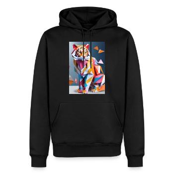 Royal Stripes: Majestätischer Tiger entfesselt - Männer Premium Bio Hoodie - Schwarz - Vorne - Nico (187cm)