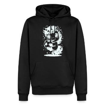 süsses Einhorn mit Fussball - Männer Premium Bio Hoodie - Schwarz - Vorne - Nico (187cm)