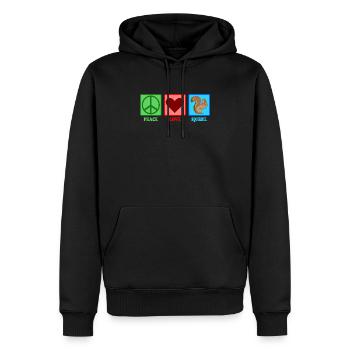 Squirrel Squirrel - Peace Love - Sweat à capuche Premium bio Homme - noir - Devant - Nico (187cm)