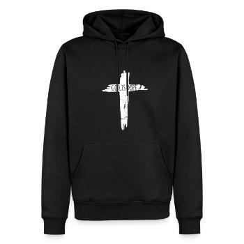 Dieu est cool foi chrétienne religion prier - Sweat à capuche Premium bio Homme - noir - Devant - Nico (187cm)