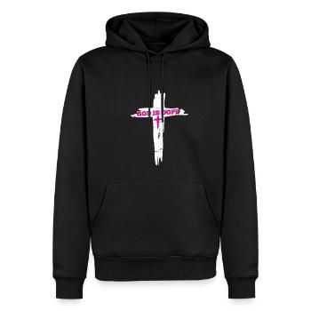 Dieu est cool foi chrétienne religion prier - Sweat à capuche Premium bio Homme - noir - Devant - Nico (187cm)