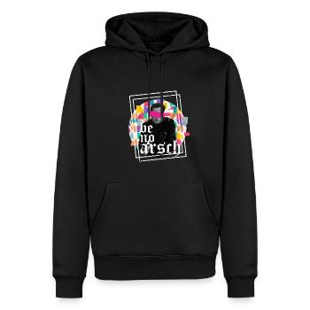 Be human Respekt Abstrakt Vaporwave Trance - Männer Premium Bio Hoodie - Schwarz - Vorne - Nico (187cm)