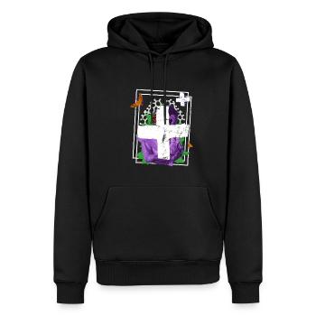 Be human Respekt Abstrakt Vaporwave Trance - Männer Premium Bio Hoodie - Schwarz - Vorne - Nico (187cm)