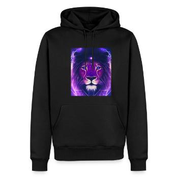 Polygone géométrique Lion Abstrait Mystique - Sweat à capuche Premium bio Homme - noir - Devant - Nico (187cm)