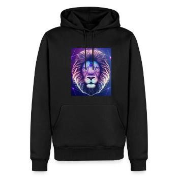 Polygone géométrique Lion Abstrait Mystique - Sweat à capuche Premium bio Homme - noir - Devant - Nico (187cm)