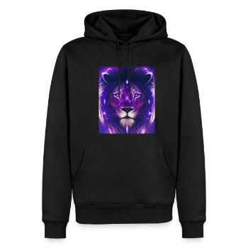 Polygone géométrique Lion Abstrait Mystique - Sweat à capuche Premium bio Homme - noir - Devant - Nico (187cm)