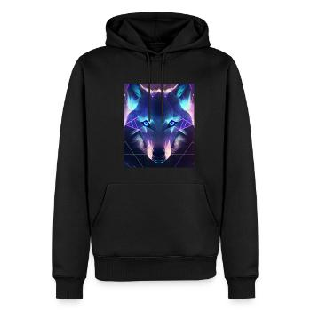 Polygone de loup géométrique abstrait mystique - Sweat à capuche Premium bio Homme - noir - Devant - Nico (187cm)