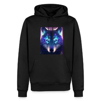 Geometrisch Natur Trance Polygon Abstrakt Mystisch - Männer Premium Bio Hoodie - Schwarz - Vorne - Nico (187cm)