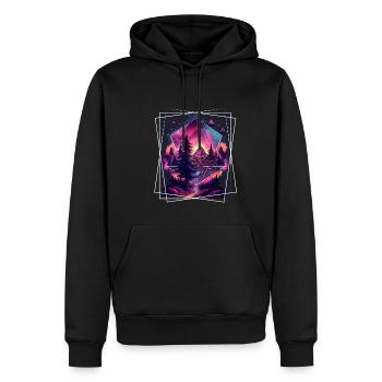 Geometrisch Natur Trance Polygon Abstrakt Mystisch - Männer Premium Bio Hoodie - Schwarz - Vorne - Nico (187cm)